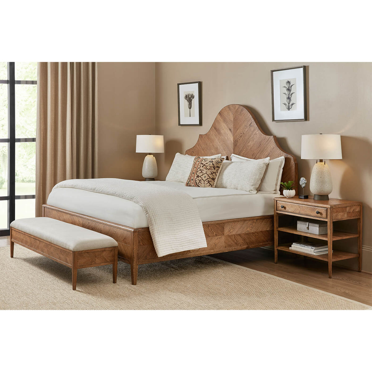 Modern Rustic Oak King Bed - English Georgian America