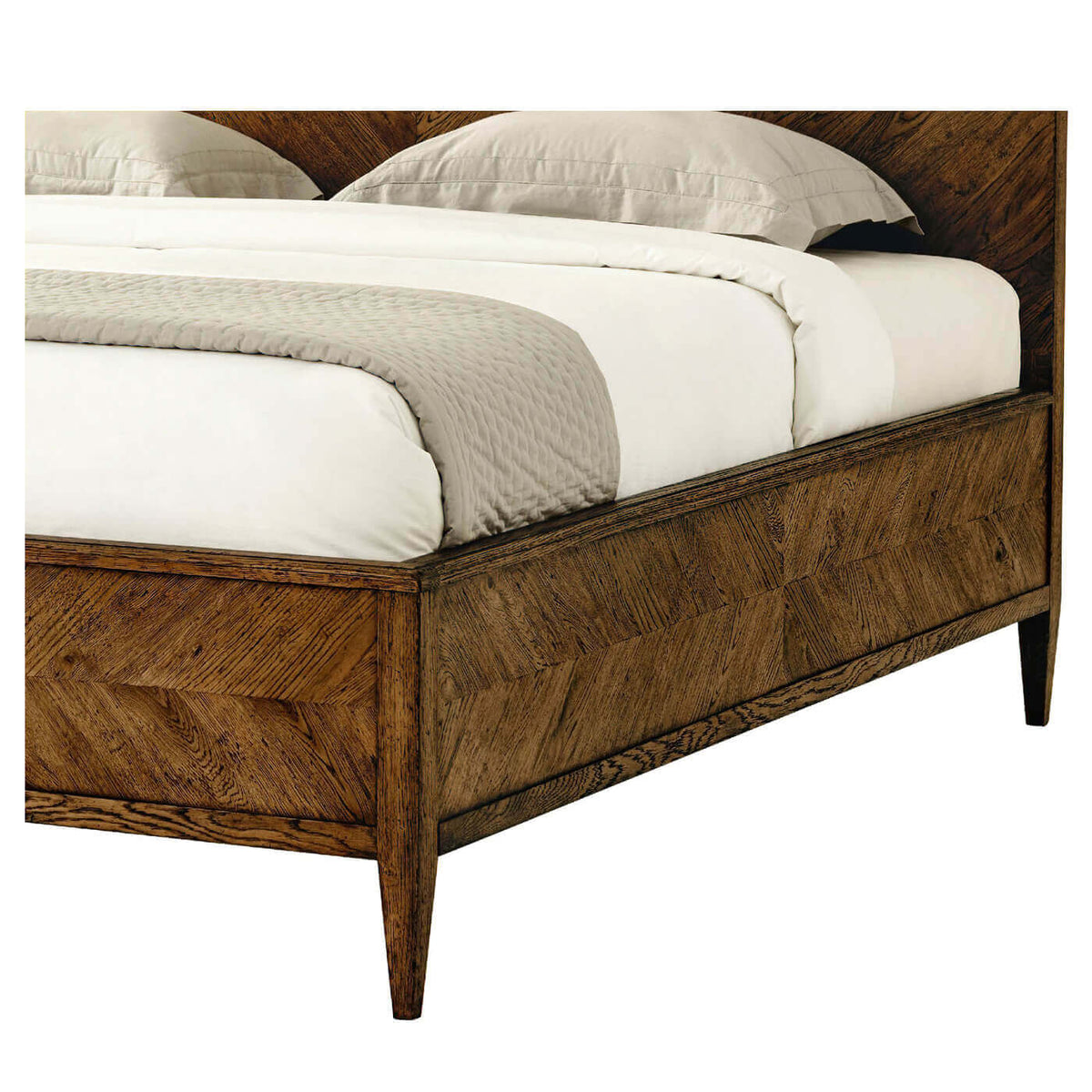 Modern Rustic Oak King Bed - Dark - English Georgian America