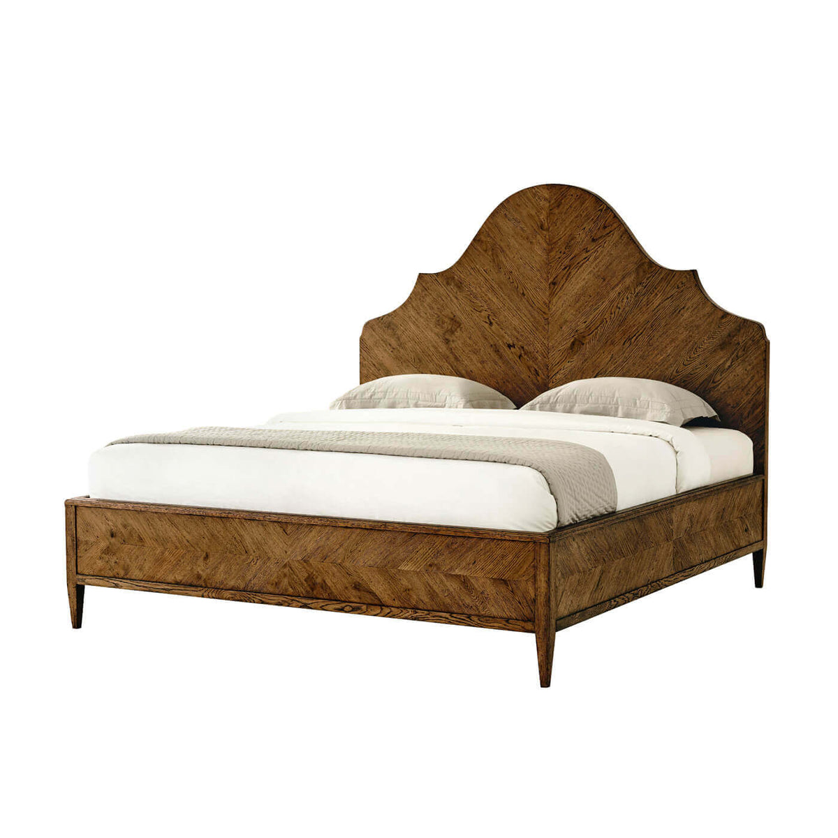 Modern Rustic Oak King Bed - Dark - English Georgian America