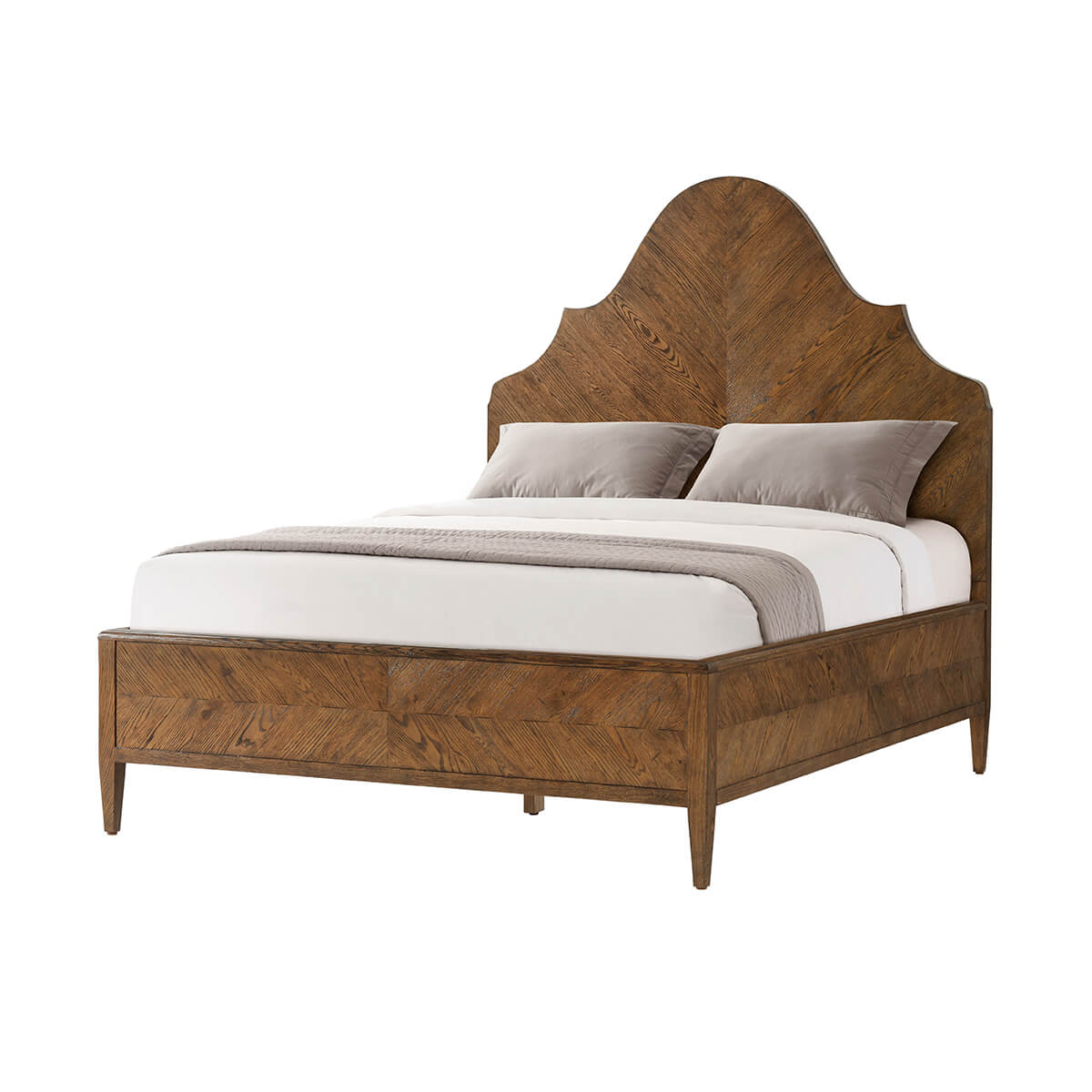 Modern Rustic Oak Queen Bed - Dark - English Georgian America