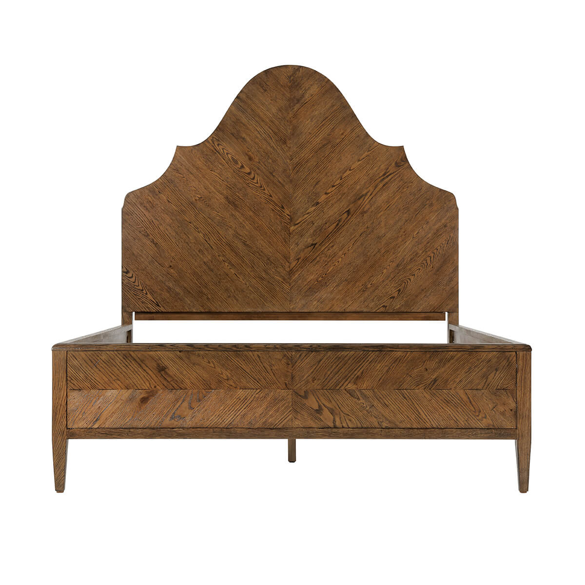 Modern Rustic Oak Queen Bed - Dark - English Georgian America