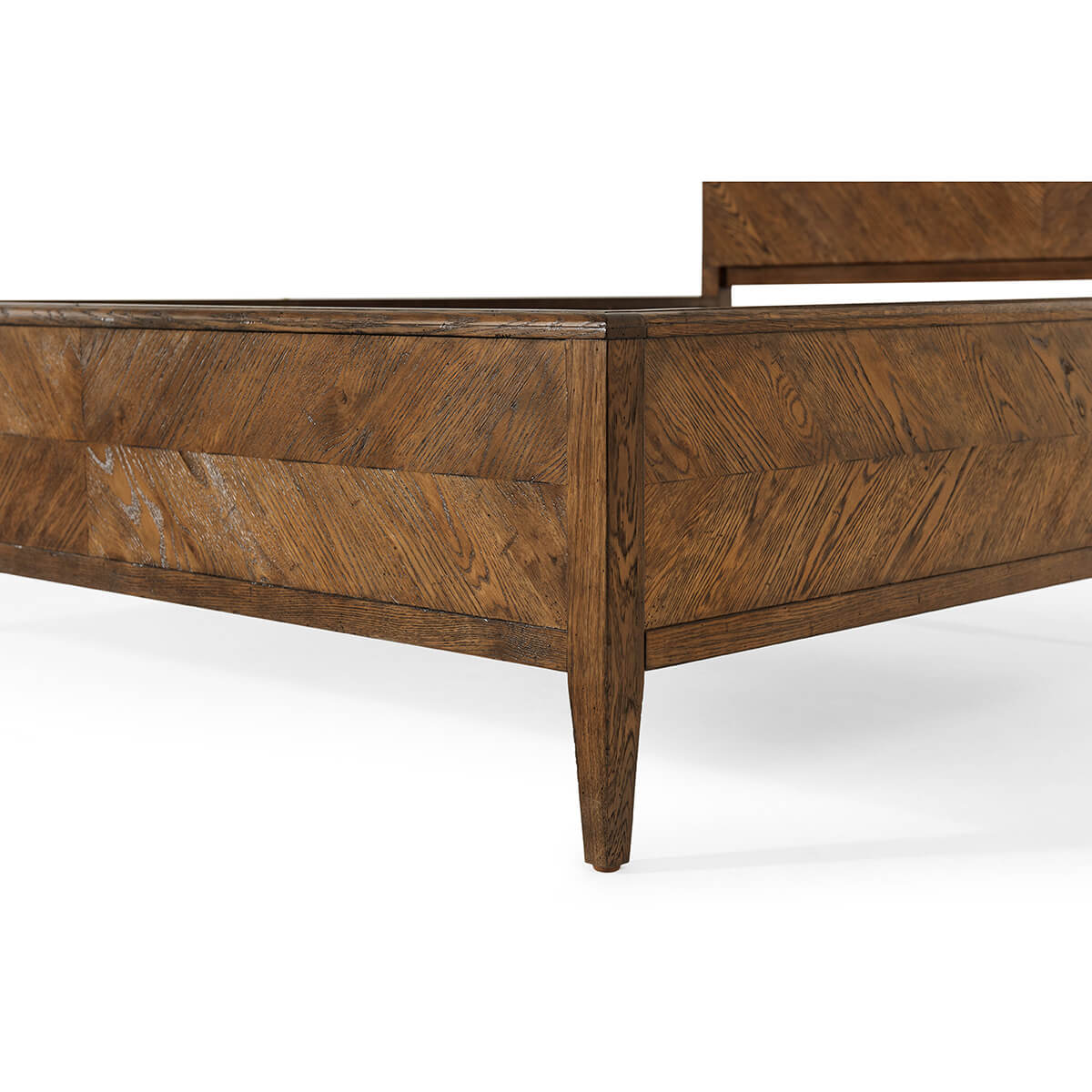 Modern Rustic Oak Queen Bed - Dark - English Georgian America