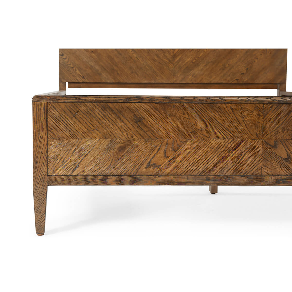 Modern Rustic Oak Queen Bed - Dark - English Georgian America