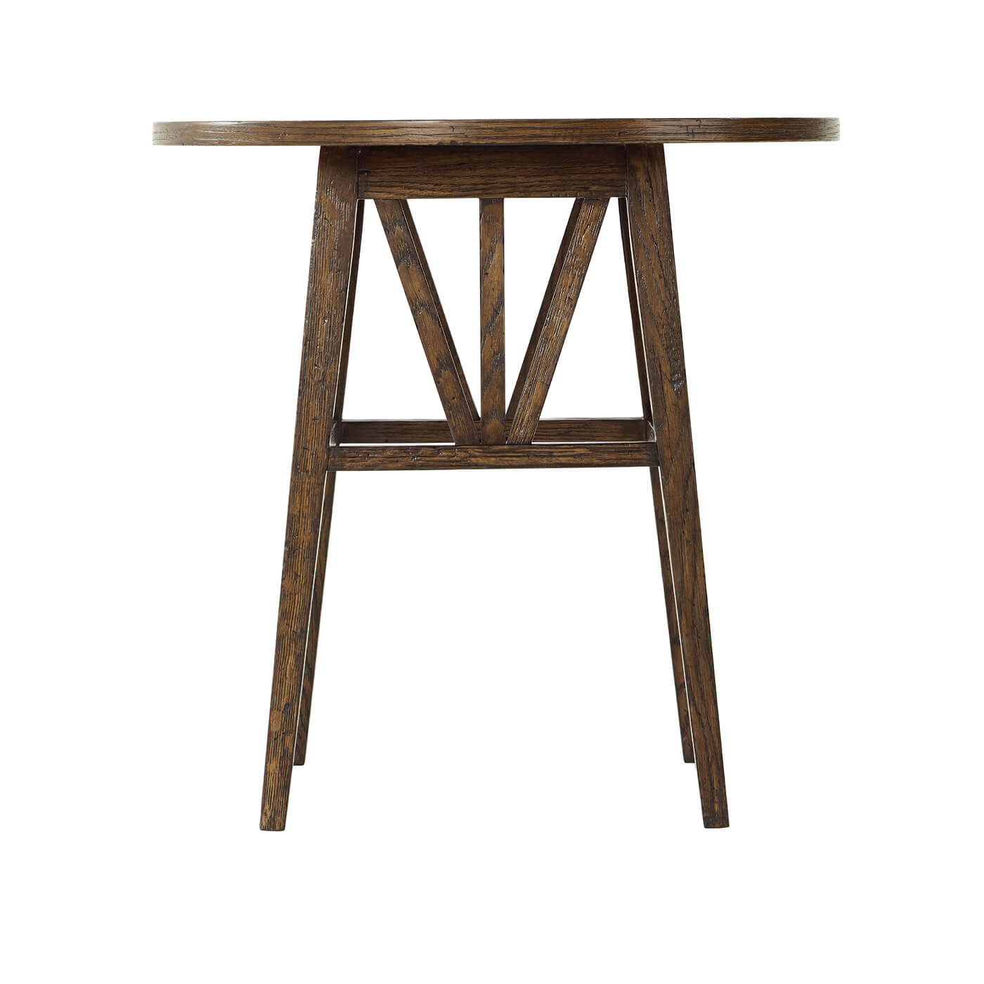 Modern Rustic Oak Round End Table - English Georgian America