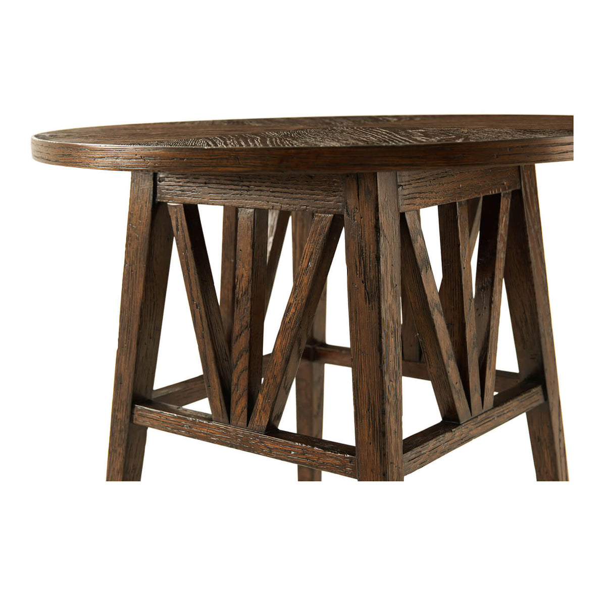 Modern Rustic Oak Round End Table - English Georgian America