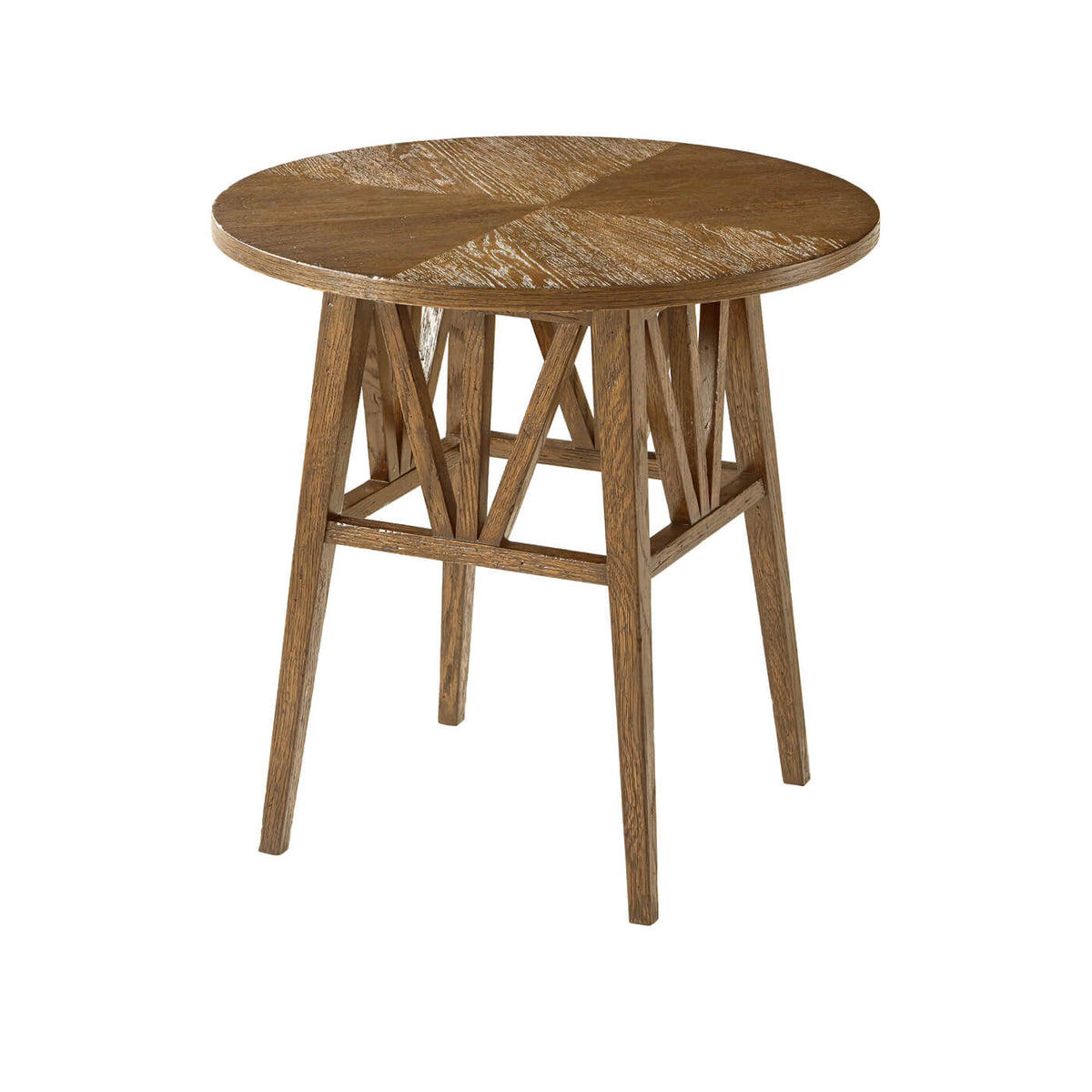 Modern Rustic Oak Round End Table - Light Oak - English Georgian America