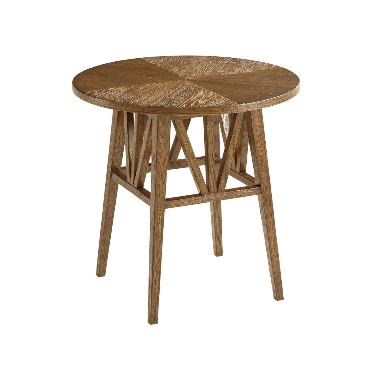Modern Rustic Oak Round End Table - Light Oak - English Georgian America