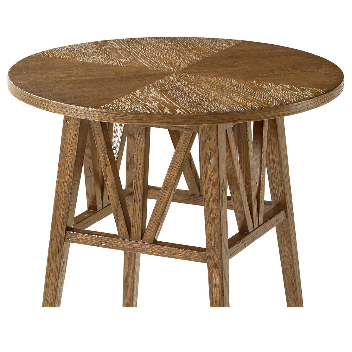 Modern Rustic Oak Round End Table - Light Oak - English Georgian America