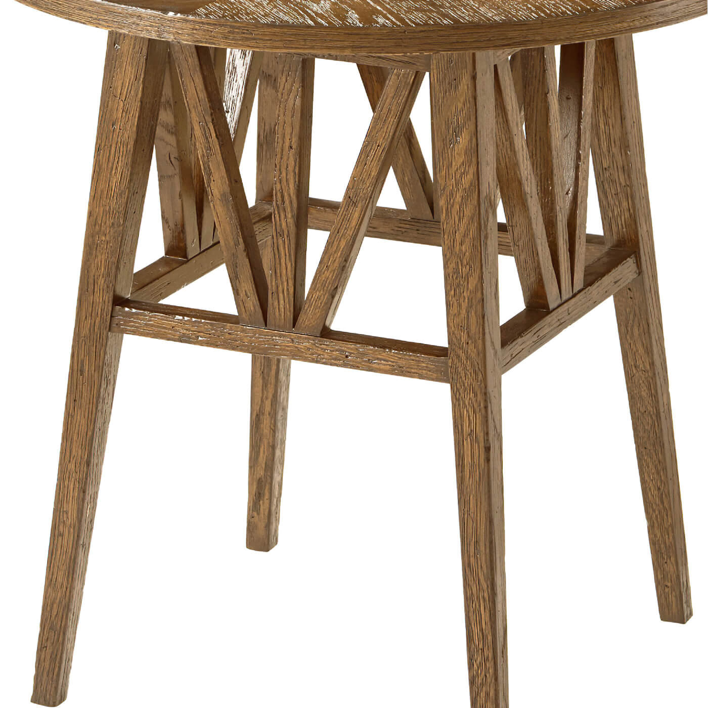 Modern Rustic Oak Round End Table - Light Oak - English Georgian America