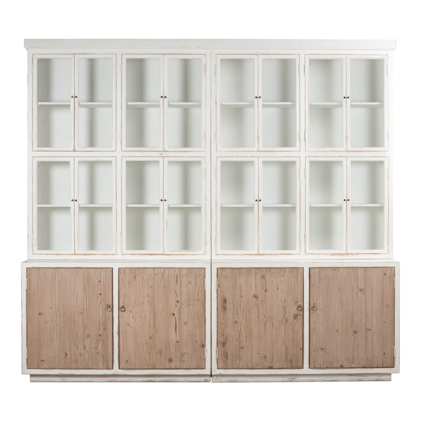 Modern Rustic White and Natural Wood Bookcase - English Georgian America