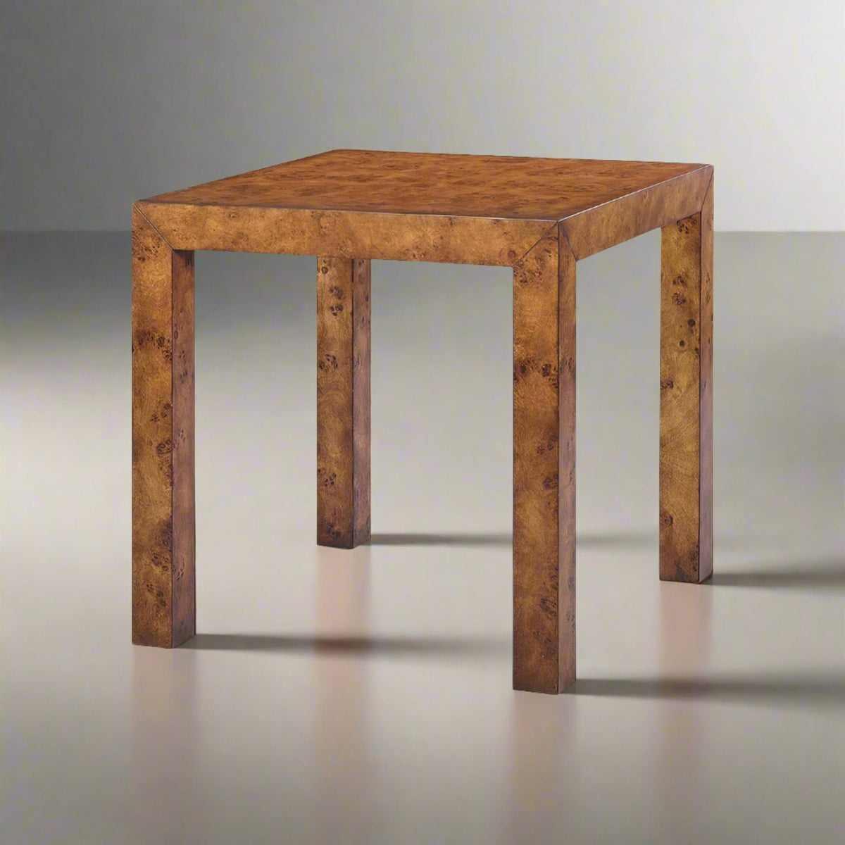Modern Square Burl End Table - English Georgian America