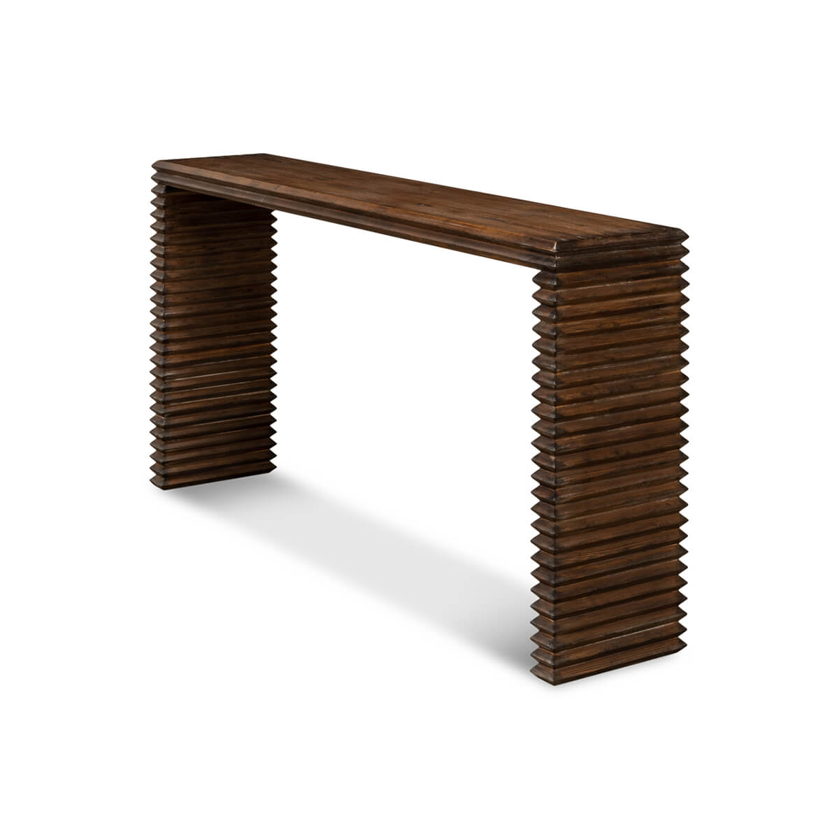 Modern Stacked Pine Console Table - English Georgian America