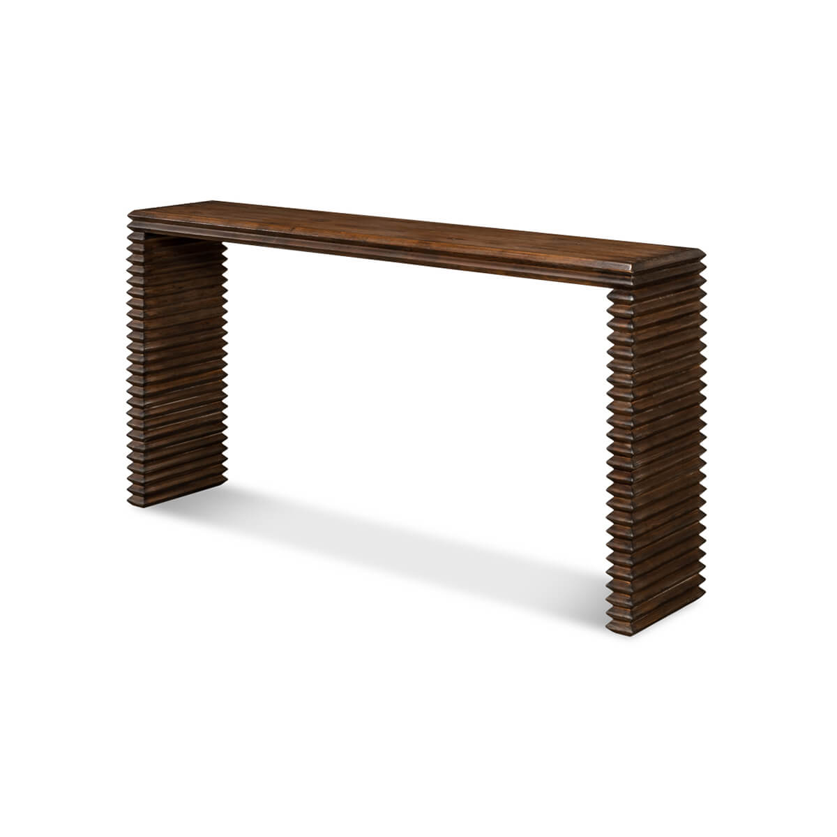 Modern Stacked Pine Console Table - English Georgian America