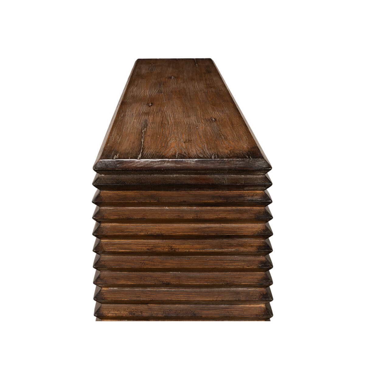 Modern Stacked Pine Console Table - English Georgian America