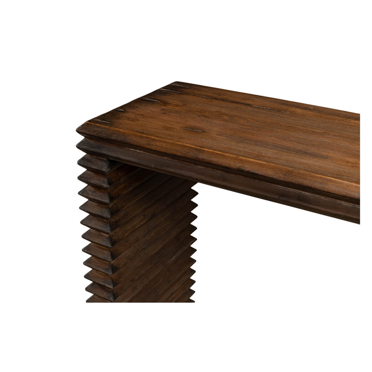 Modern Stacked Pine Console Table - English Georgian America