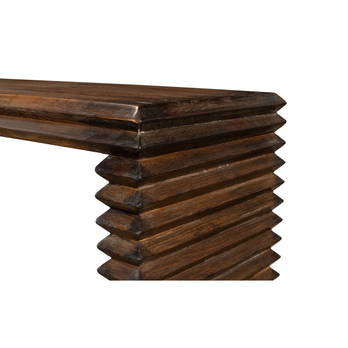 Modern Stacked Pine Console Table - English Georgian America