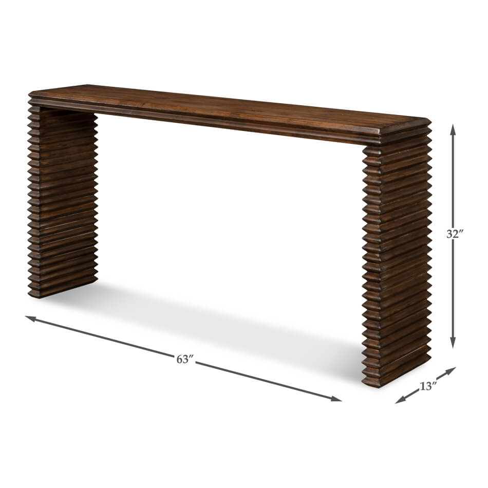 Modern Stacked Pine Console Table - English Georgian America
