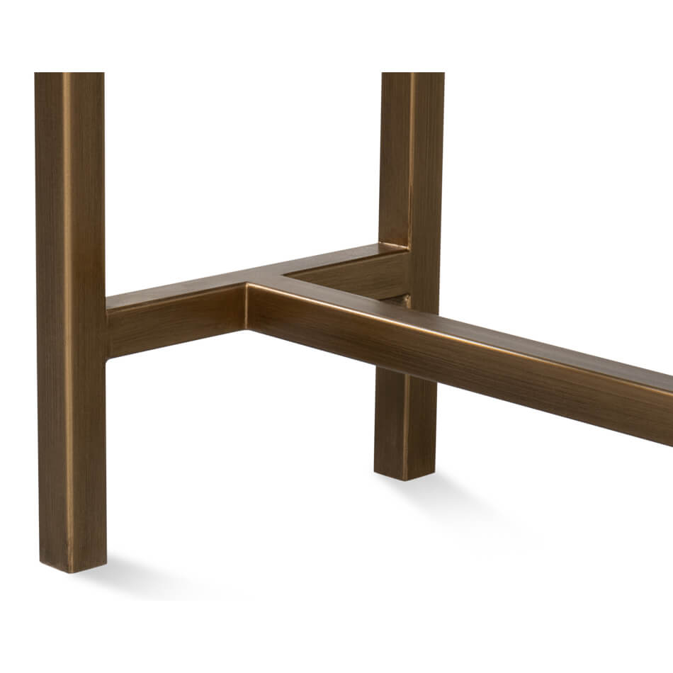 Modern Tan Leather Wrapped Console - English Georgian America