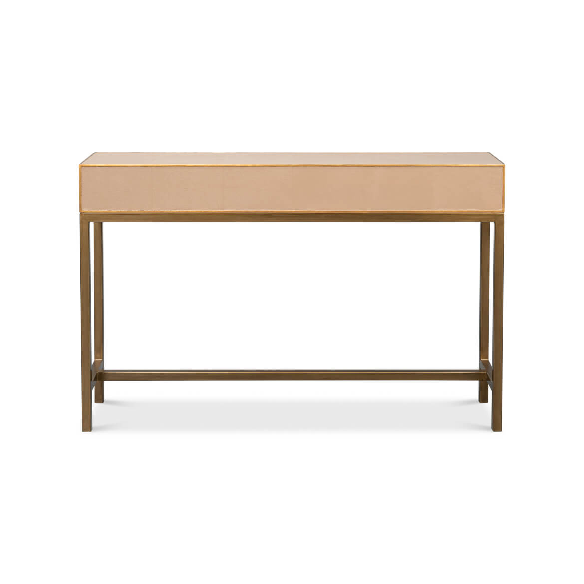 Modern Tan Leather Wrapped Console - English Georgian America