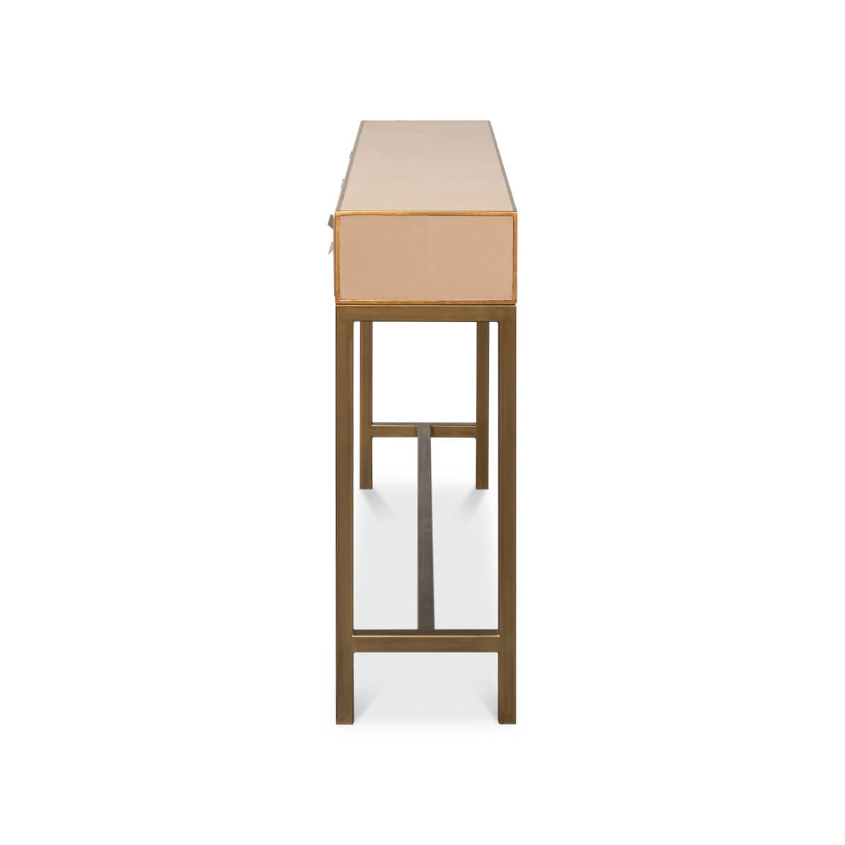 Modern Tan Leather Wrapped Console - English Georgian America