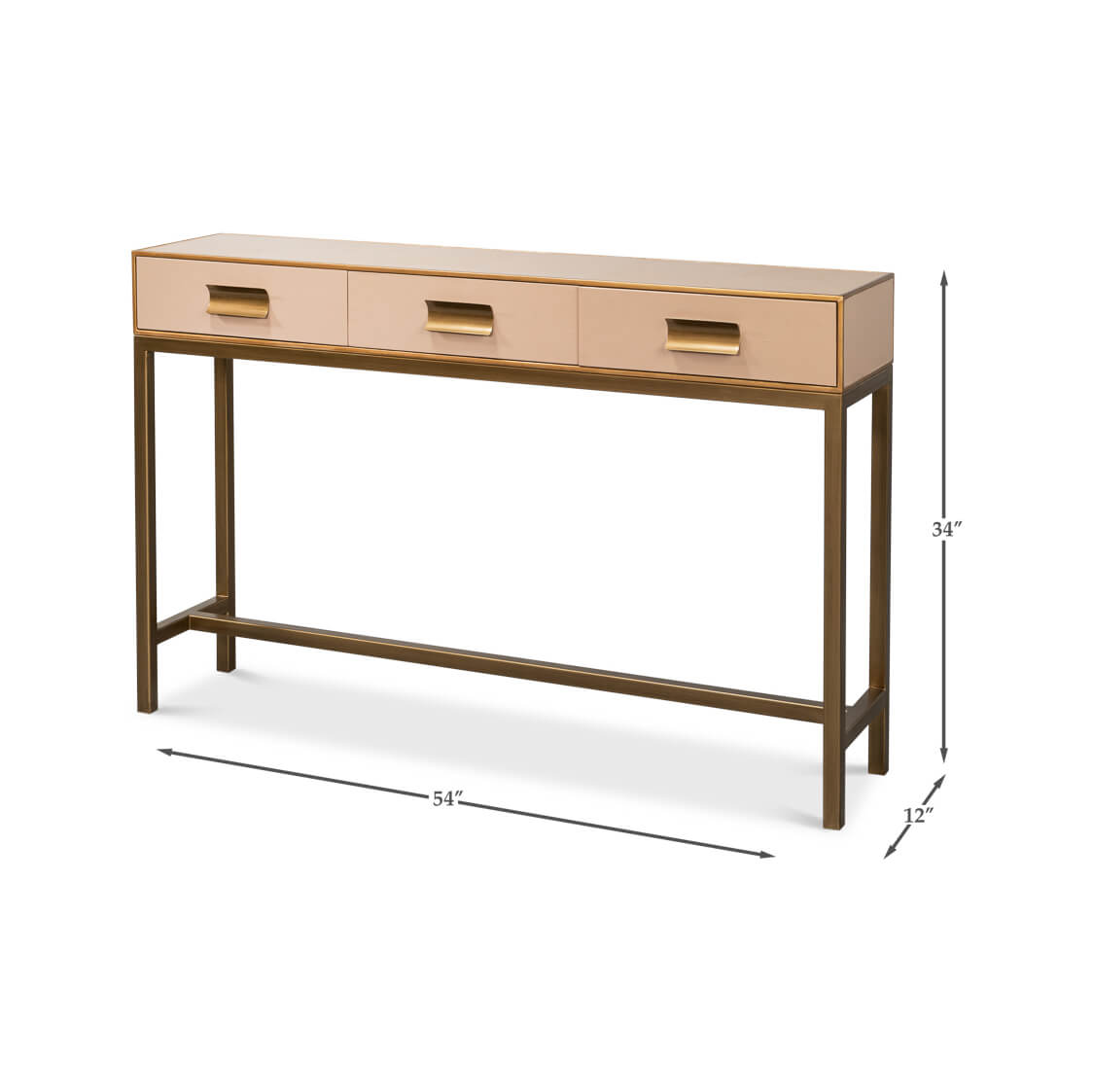 Modern Tan Leather Wrapped Console - English Georgian America