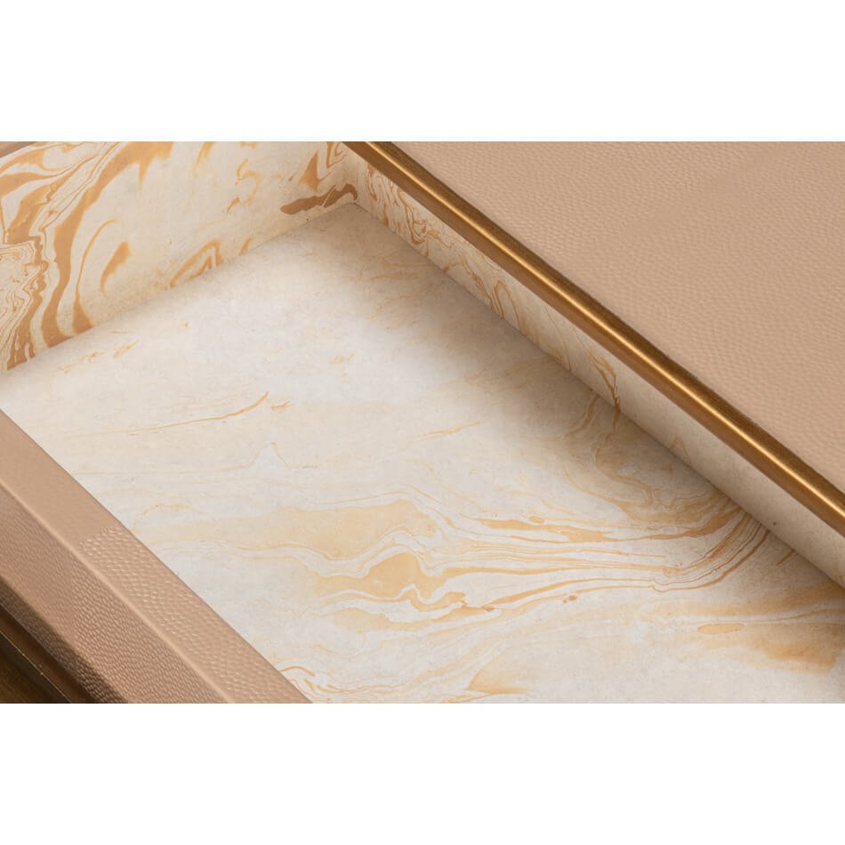 Modern Tan Leather Wrapped Console - English Georgian America