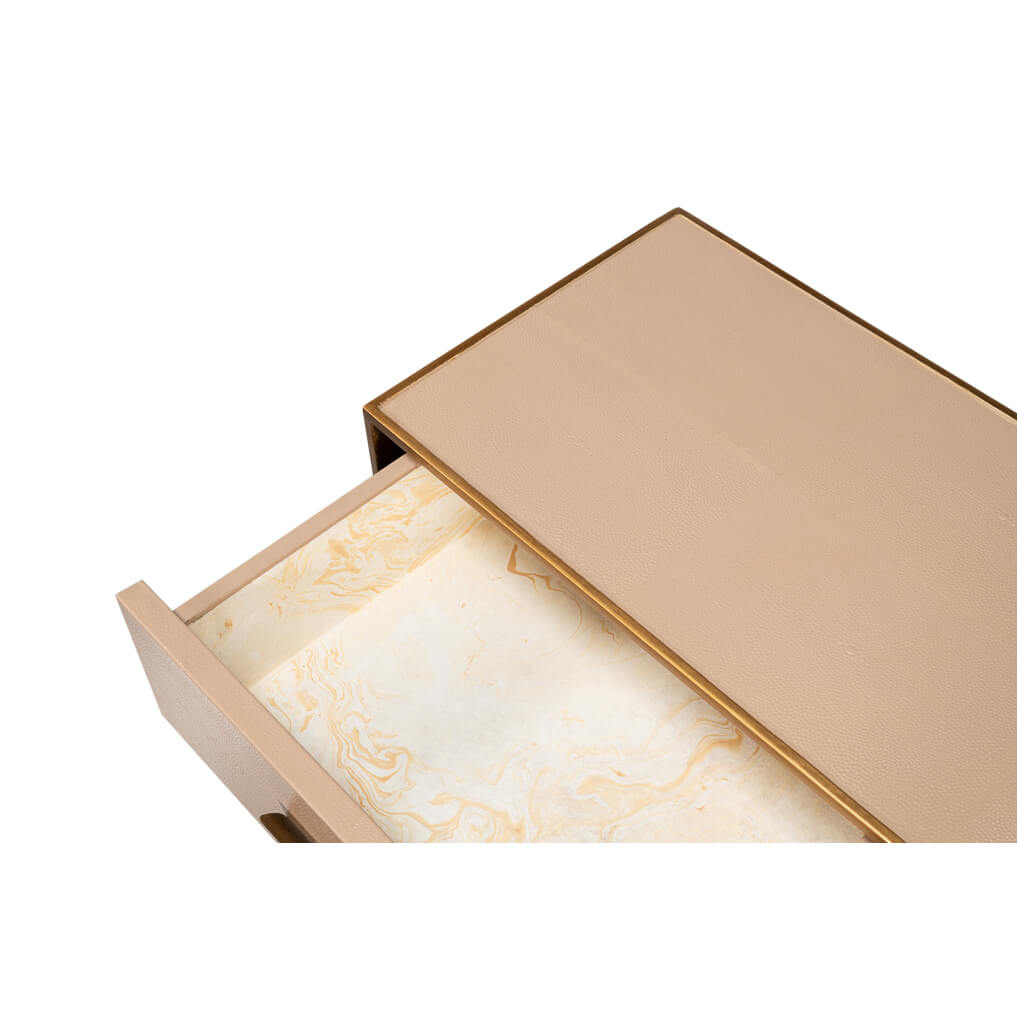 Modern Tan Leather Wrapped Console - English Georgian America