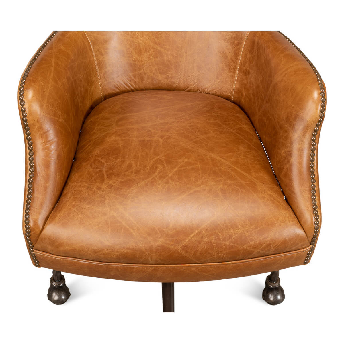 Modern Tan Saddle Leather Desk Chair - English Georgian America