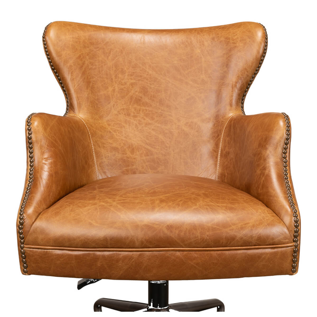 Modern Tan Saddle Leather Desk Chair - English Georgian America