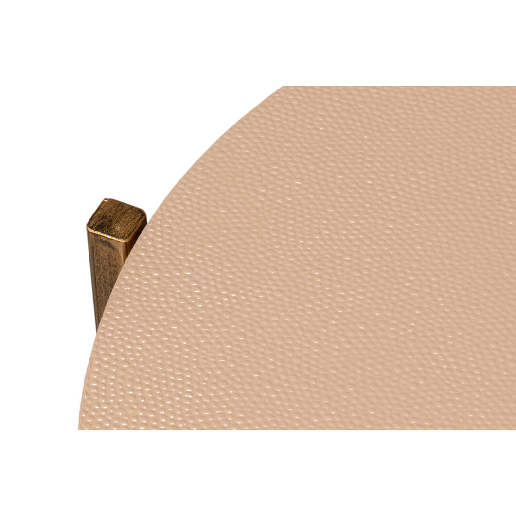 Modern Taupe Leather Top Accent Table - English Georgian America