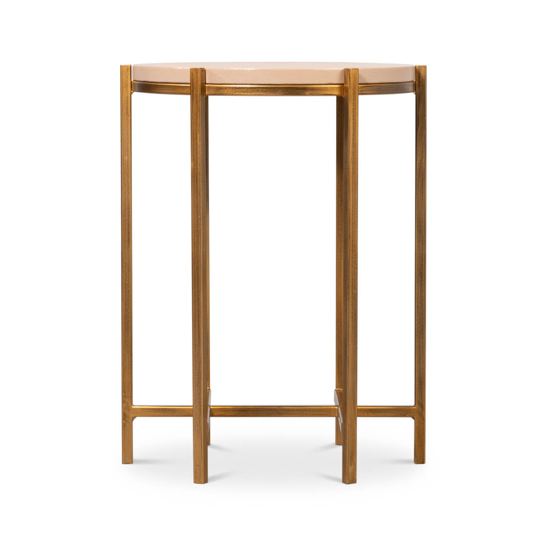 Modern Taupe Leather Top Accent Table - English Georgian America