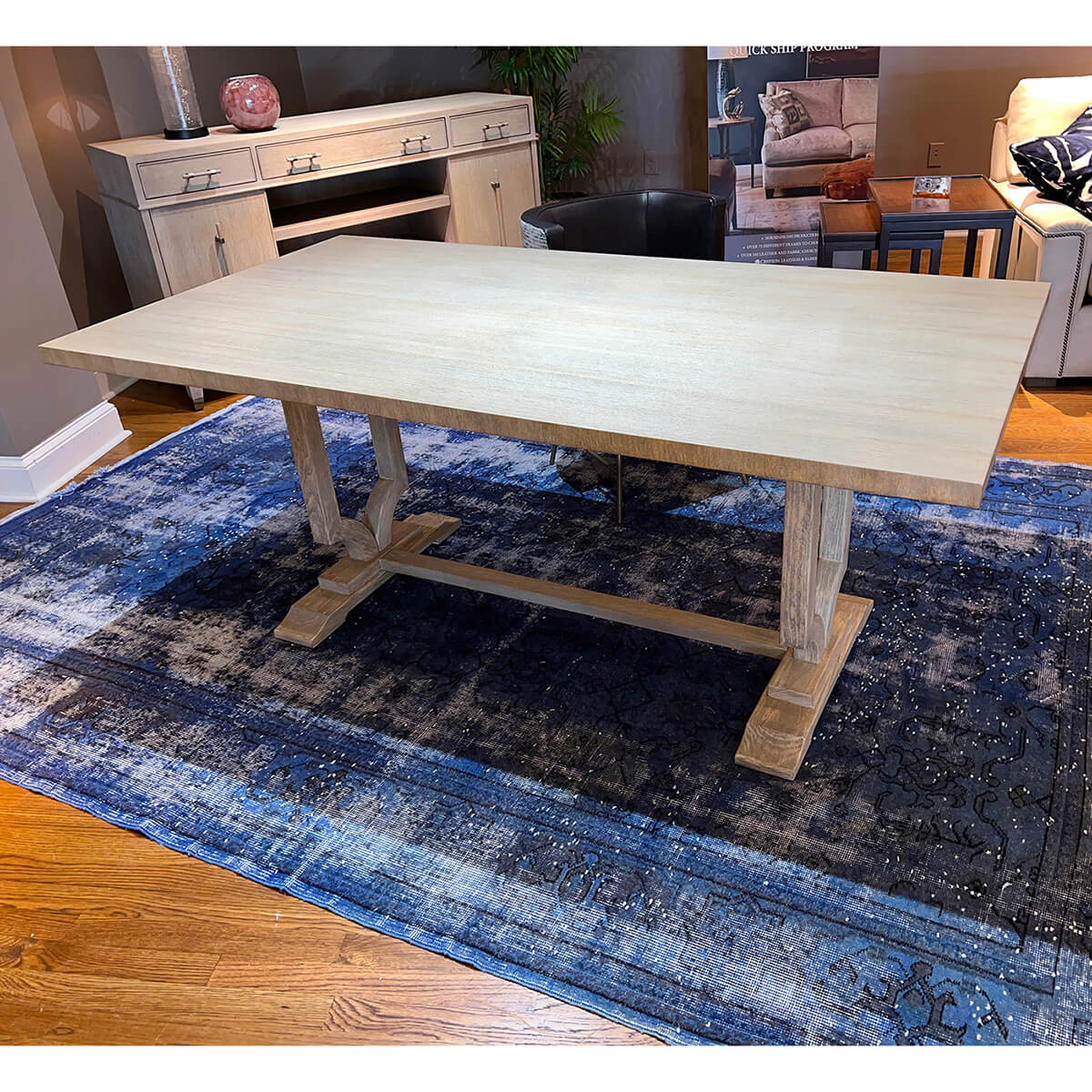 Modern Trestle End Dining Table - Greyed - English Georgian America