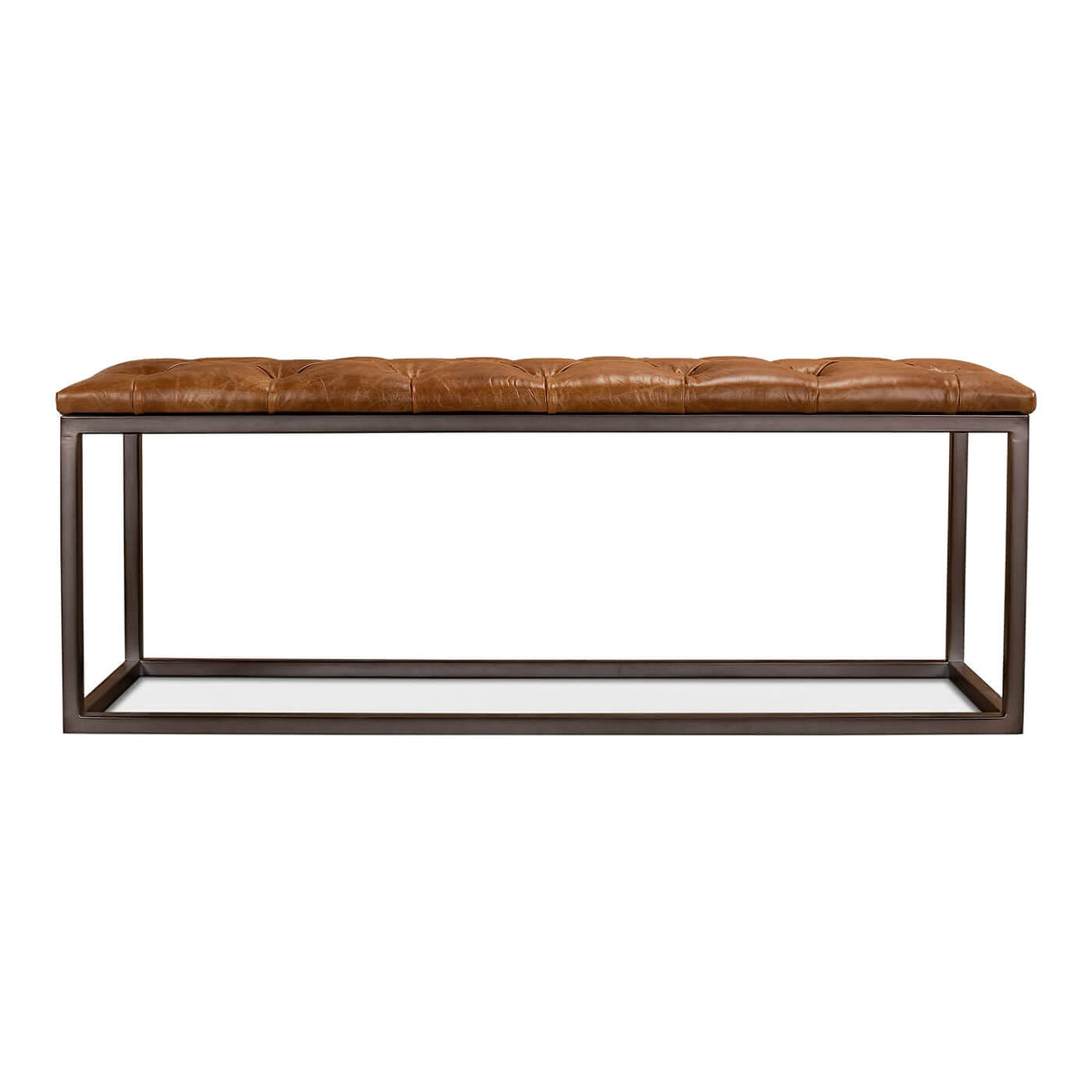 Modern Tufted Leather Bench - English Georgian America