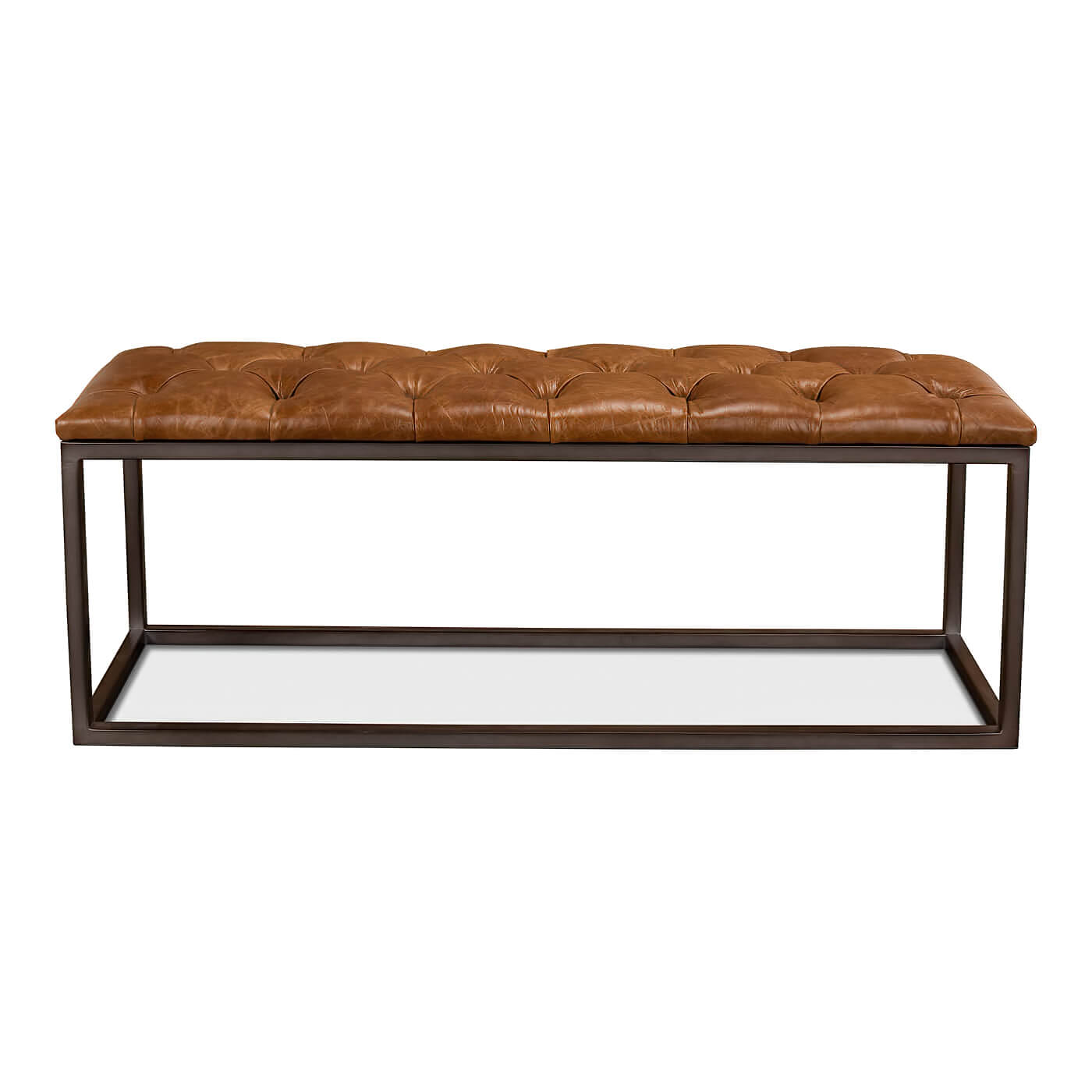 Modern Tufted Leather Bench - English Georgian America
