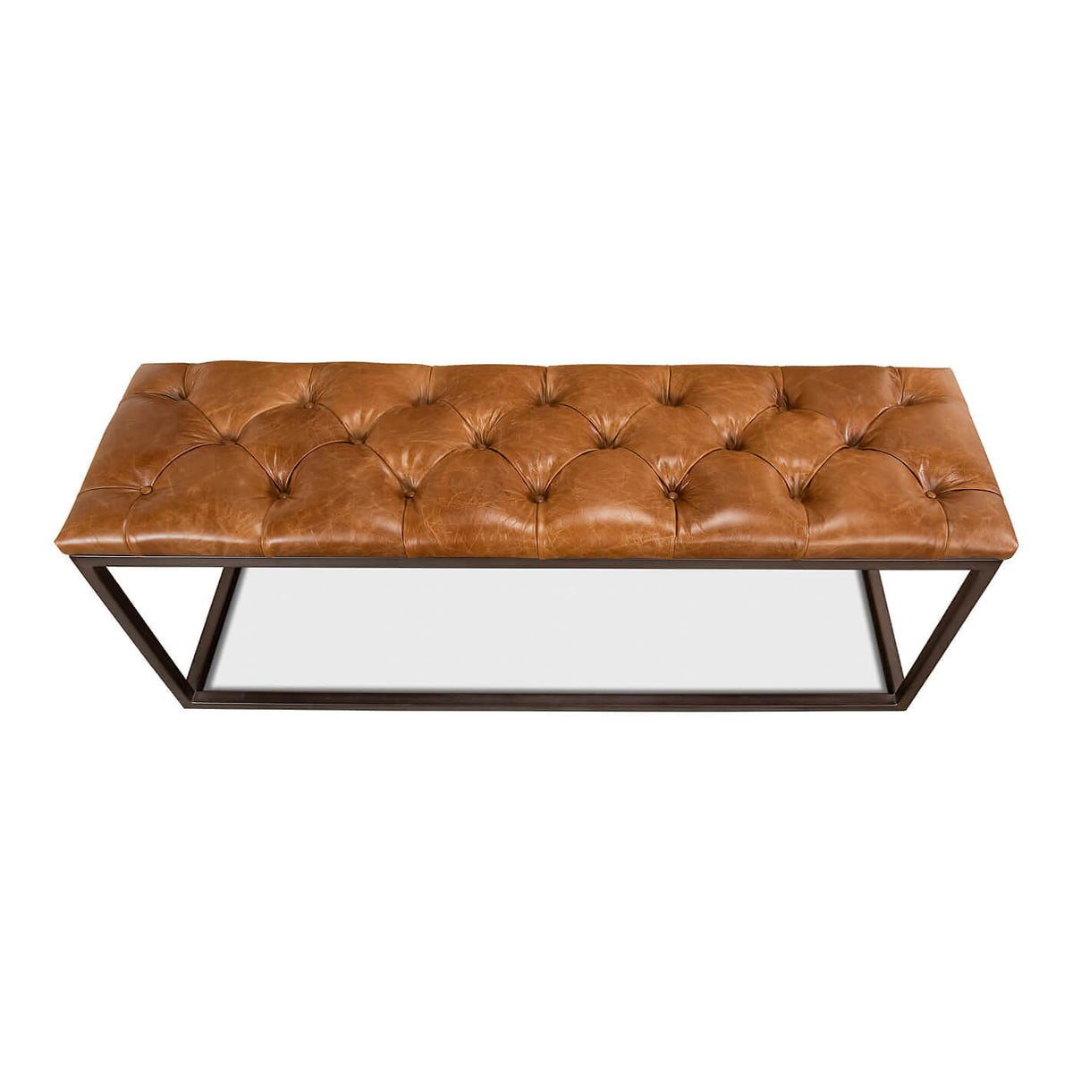Modern Tufted Leather Bench - English Georgian America