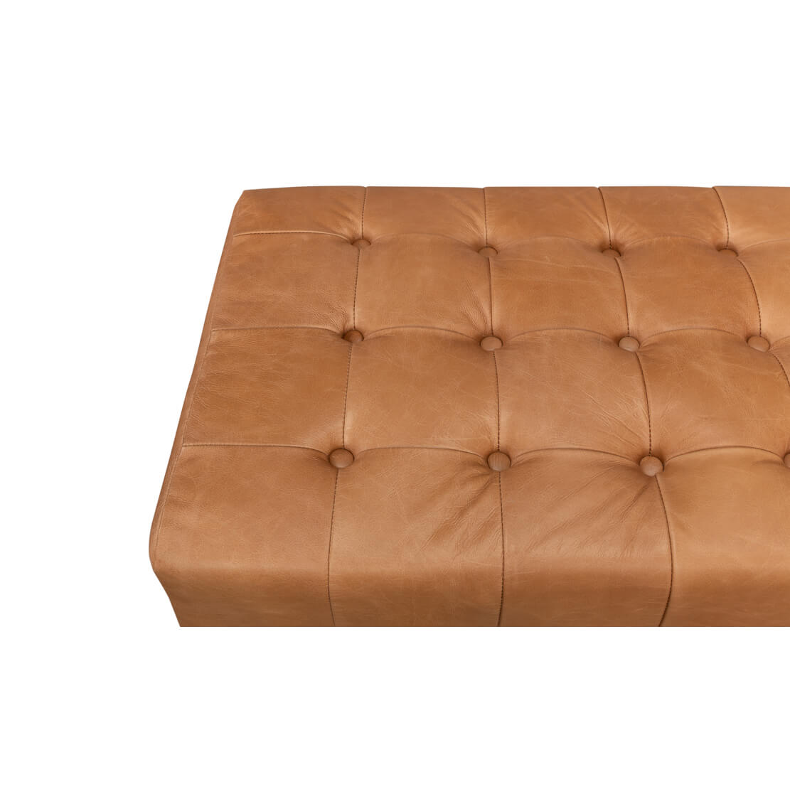 Modern Tufted Leather Upholstered Bench - English Georgian America