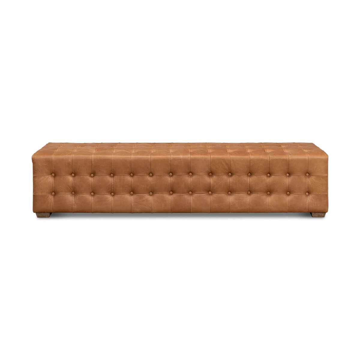 Modern Tufted Leather Upholstered Bench - English Georgian America