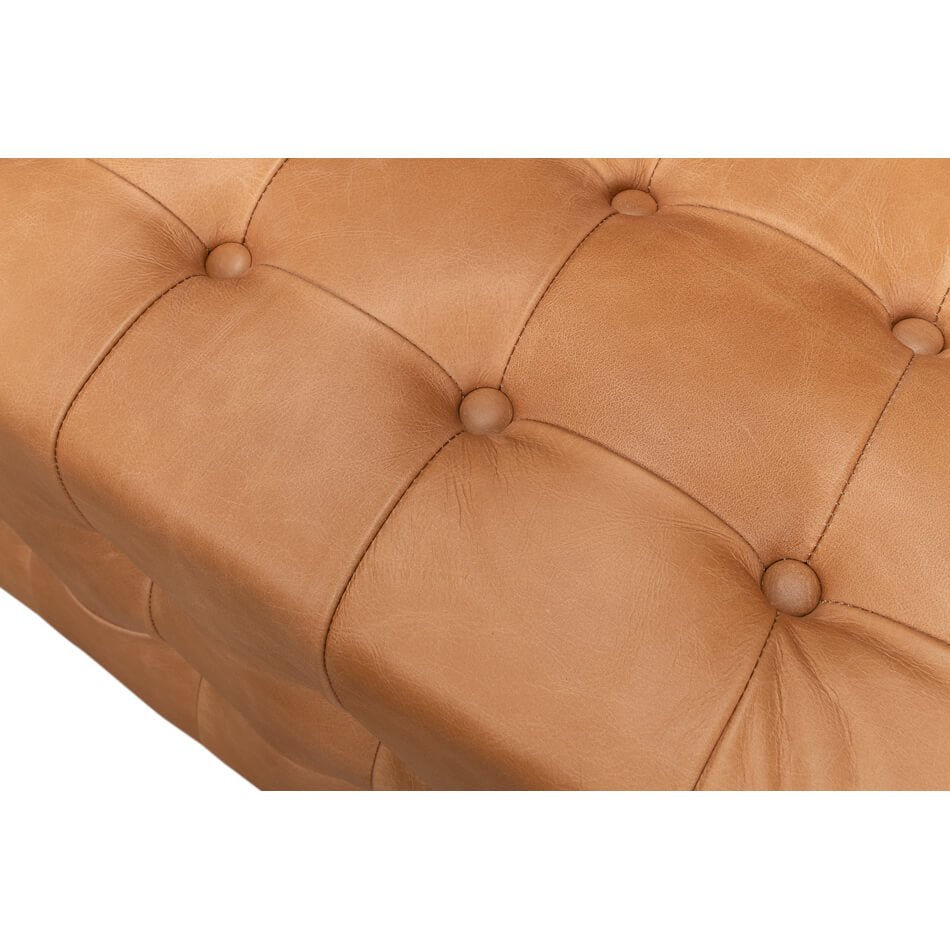 Modern Tufted Leather Upholstered Bench - English Georgian America