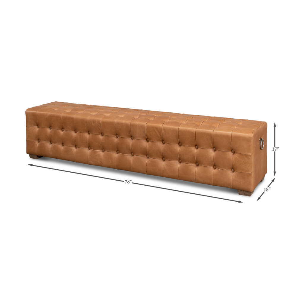 Modern Tufted Leather Upholstered Bench - English Georgian America