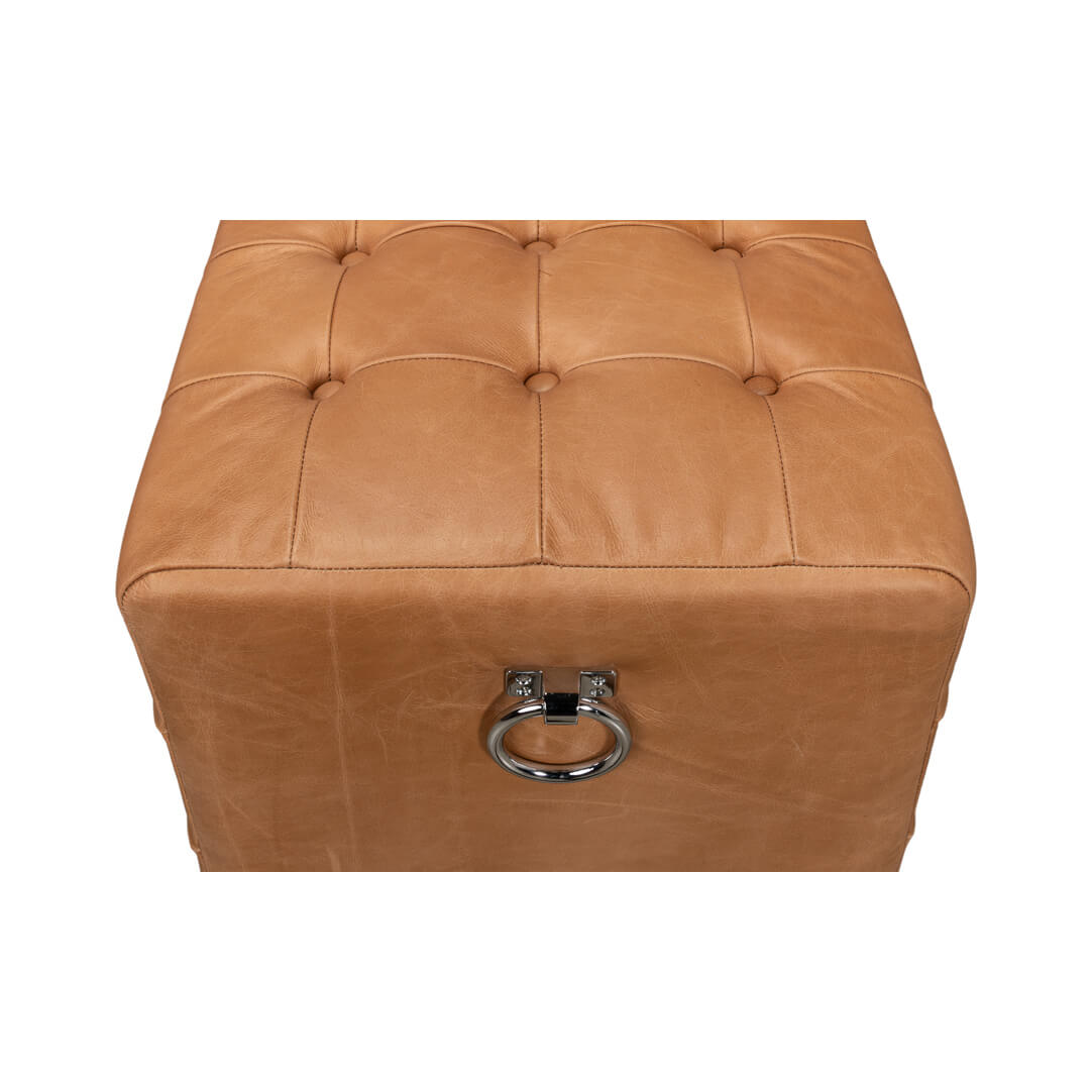 Modern Tufted Leather Upholstered Bench - English Georgian America