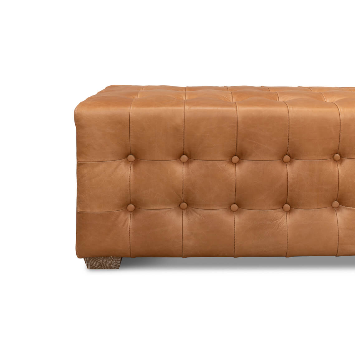 Modern Tufted Leather Upholstered Bench - English Georgian America