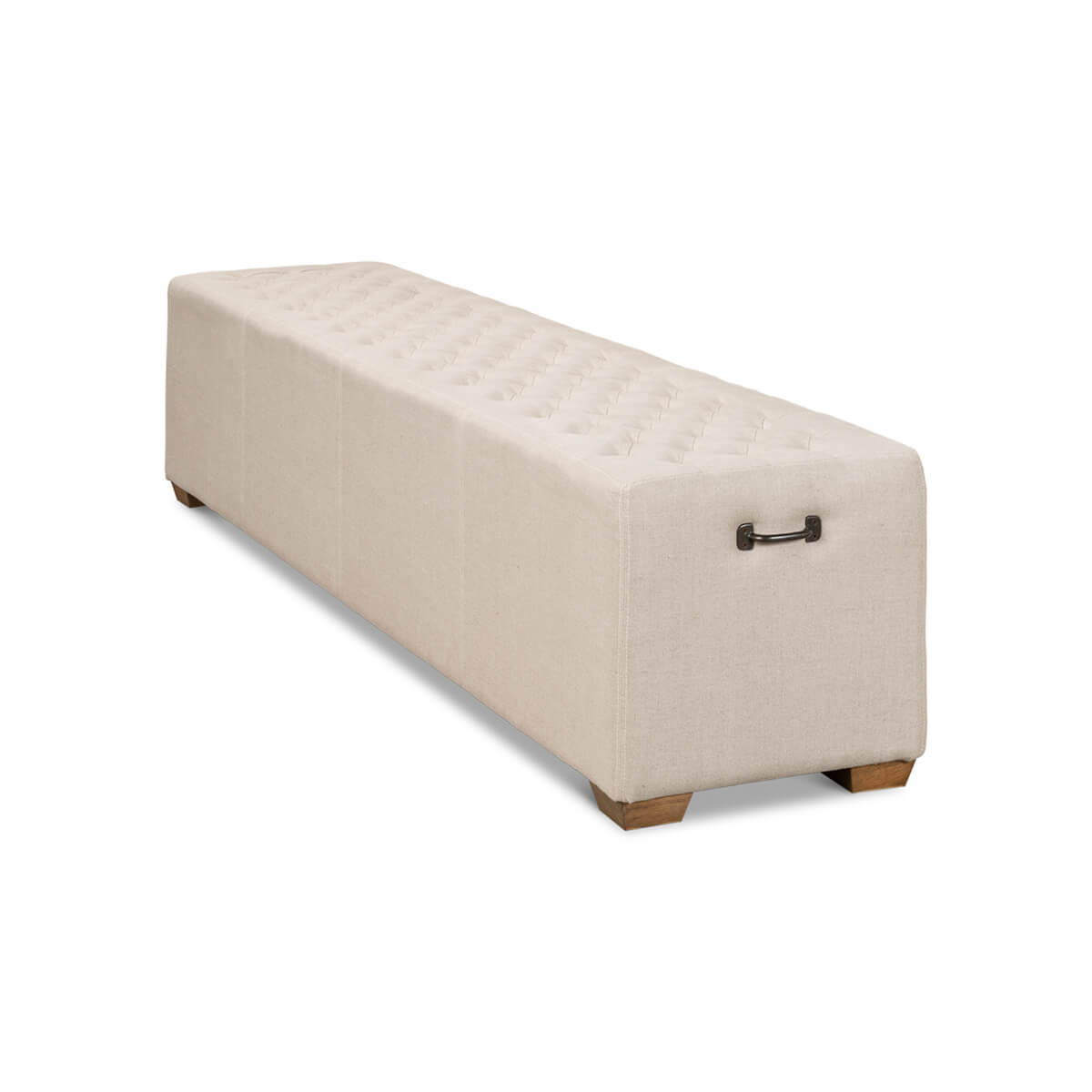 Modern Tufted Linen Bench - English Georgian America
