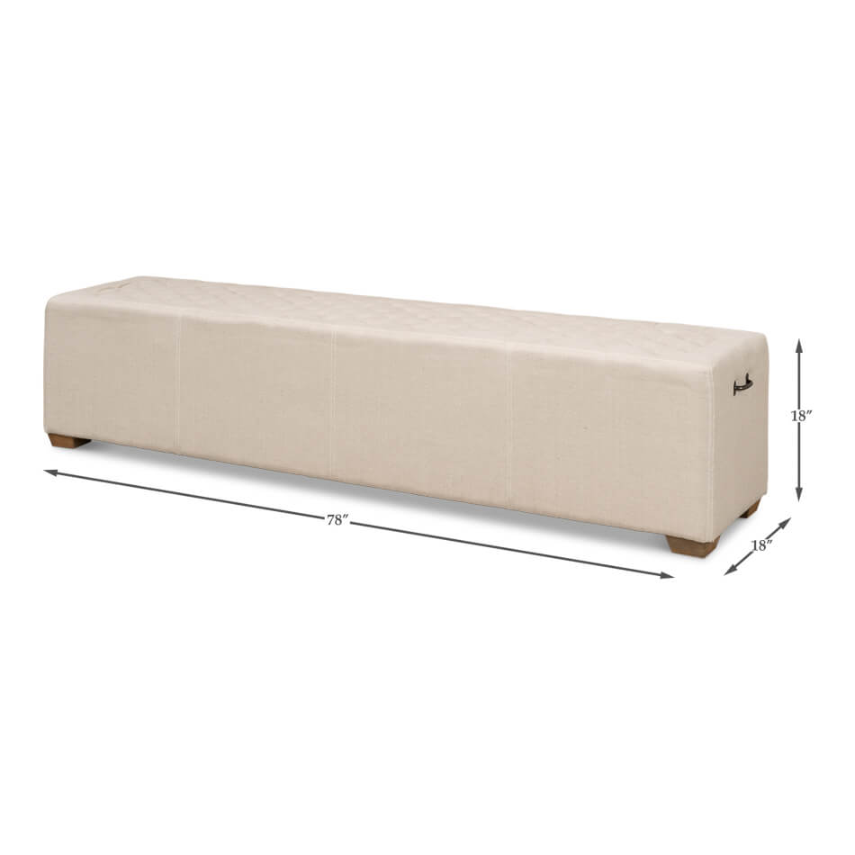 Modern Tufted Linen Bench - English Georgian America
