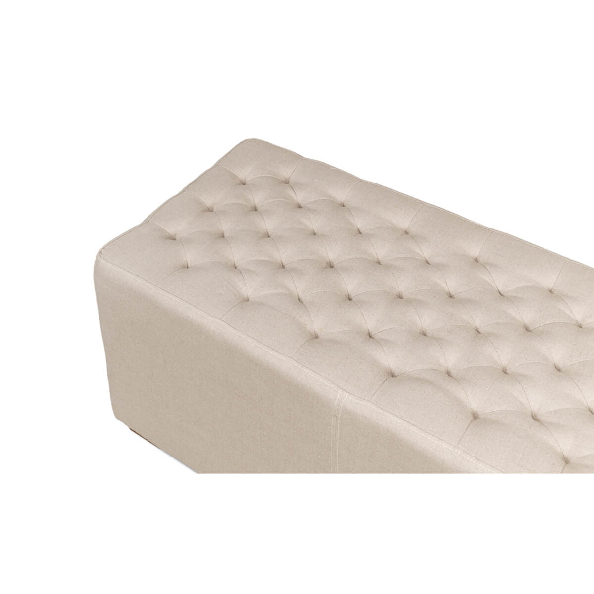 Modern Tufted Linen Bench - English Georgian America