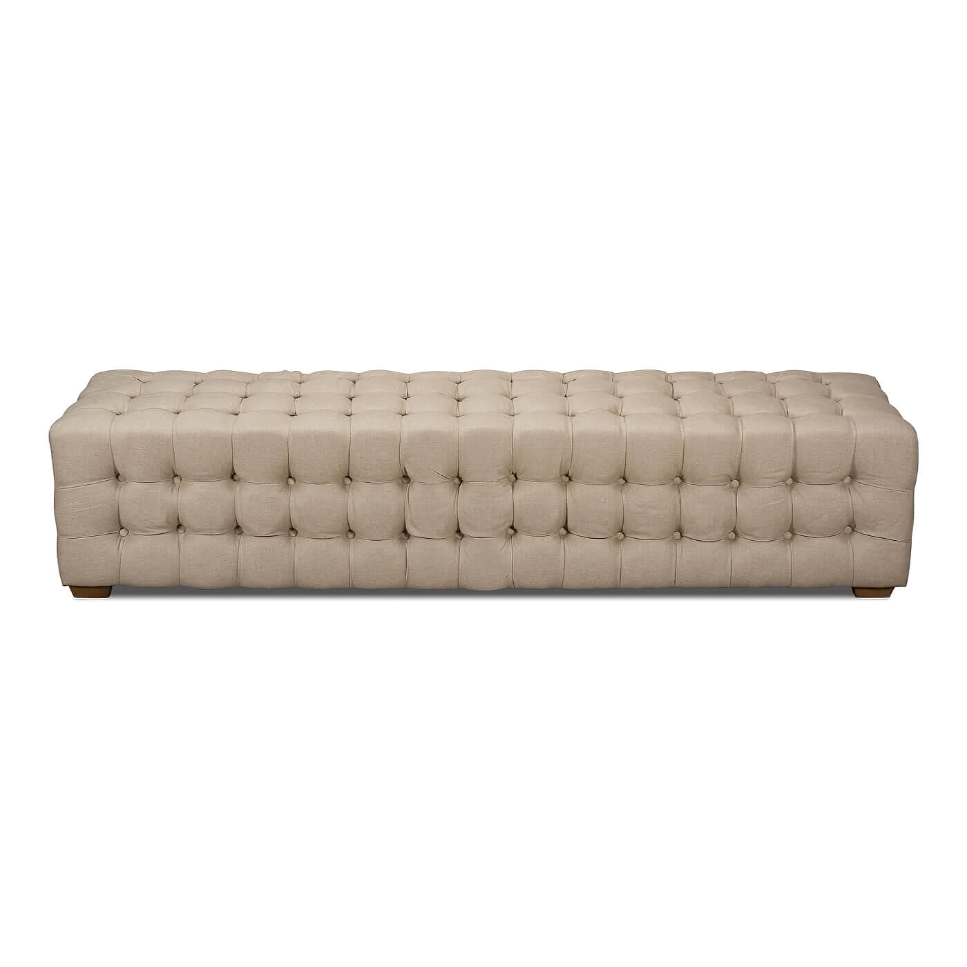 Modern Tufted Linen Upholstered Bench - English Georgian America