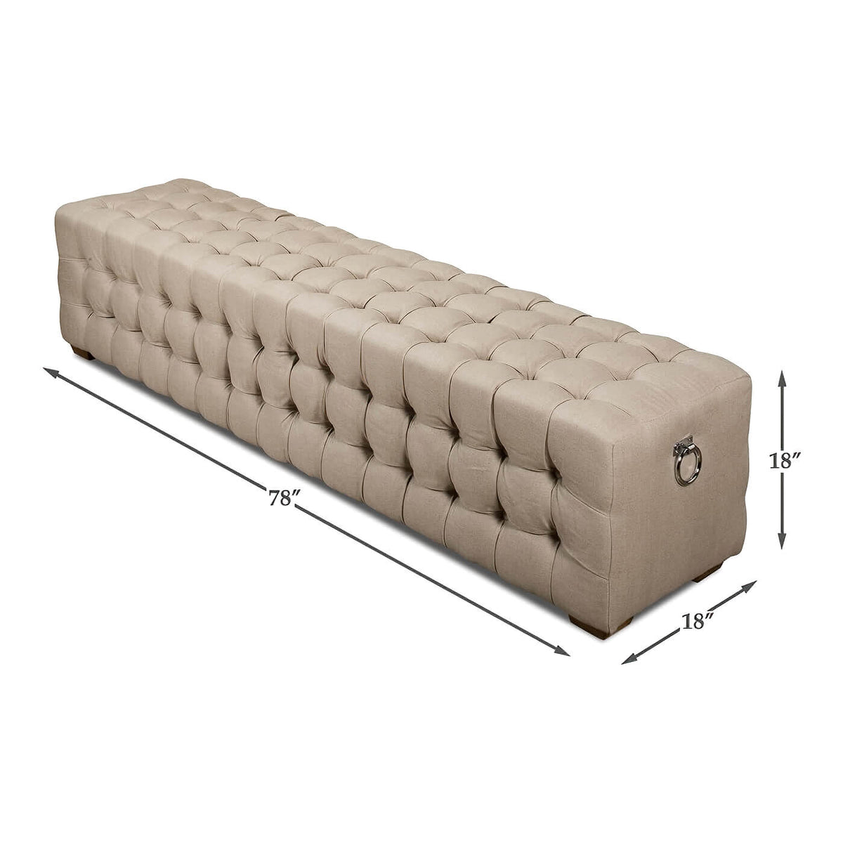 Modern Tufted Linen Upholstered Bench - English Georgian America