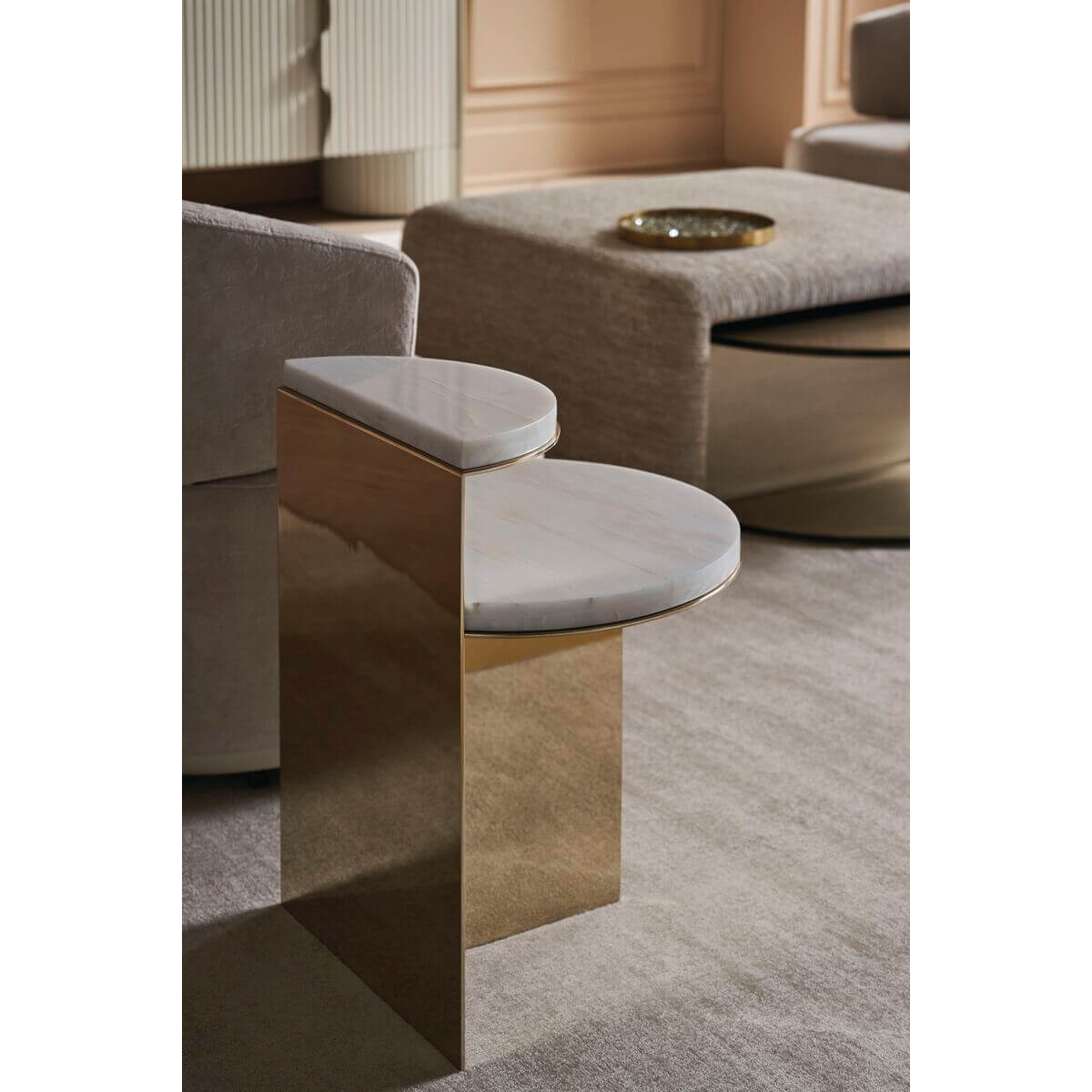 Modern Two Tier End Table - English Georgian America