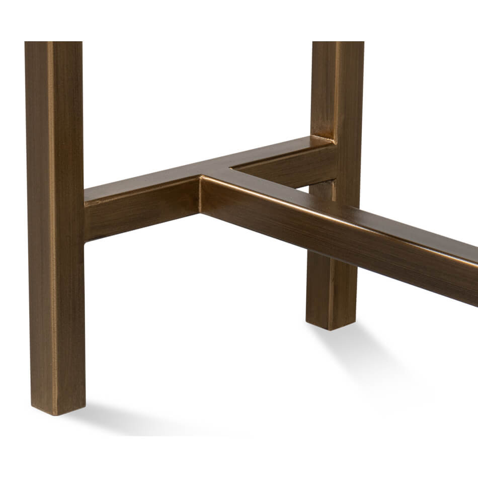 Modern Watercress Green Leather Wrapped Console - English Georgian America