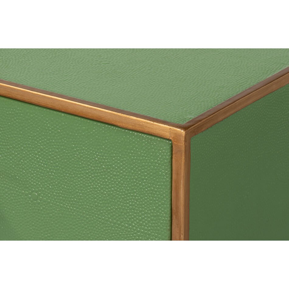 Modern Watercress Green Leather Wrapped Console - English Georgian America