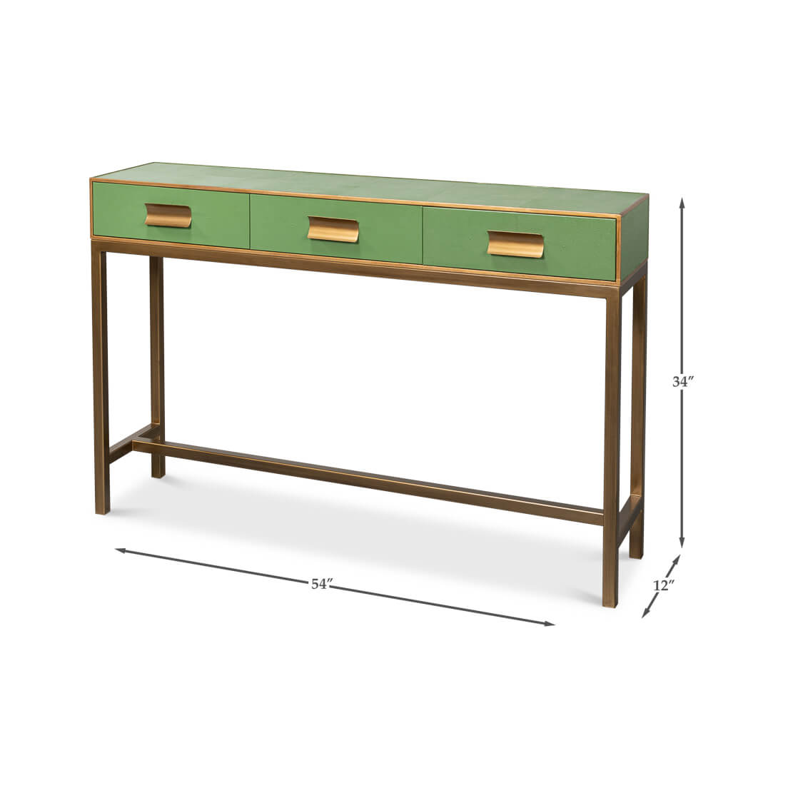 Modern Watercress Green Leather Wrapped Console - English Georgian America